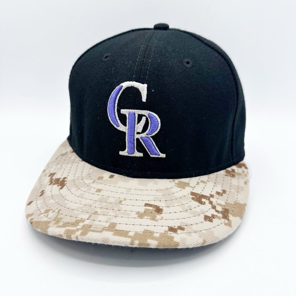 Colorado Rockies Hat Cap Fitted 7 1/4 Digital Camo New Era Men USA Armed Forces